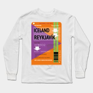 Iceland Reykjavík vintage travel ticket, Long Sleeve T-Shirt